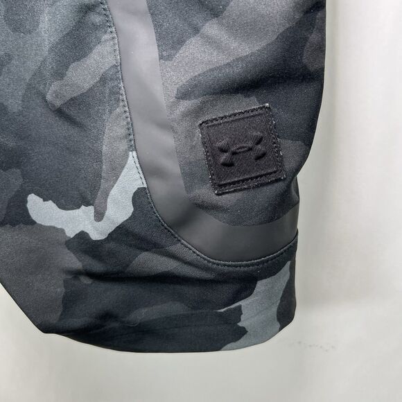 Under Armour Elite Cargo Shorts Mens Small Black Gray Camo Fitted Athletic - Picture 9 of 12